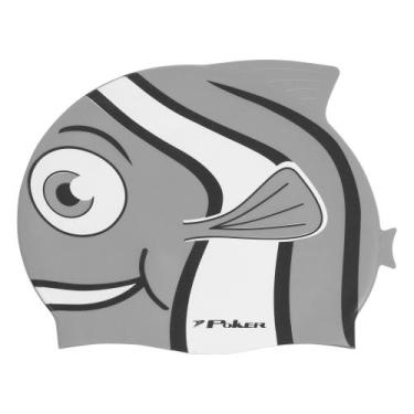 Imagem de Touca de natação silicone peixinho - Poker 13116, Cinza