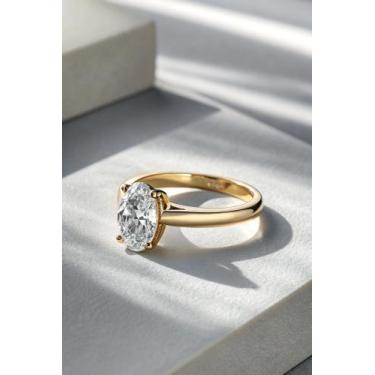 Imagem de Anel de noivado solitário Closet Joias em Ouro 18k com pedra, 13