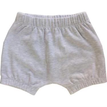 Imagem de Shorts bebê unissex saruel com elástico mescla claro suedine cinza - D