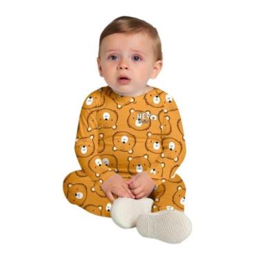 Imagem de Macacão Bebê Menino em Cotton Ursinhos Kyly, Amarelo queimado, 6/9 mes