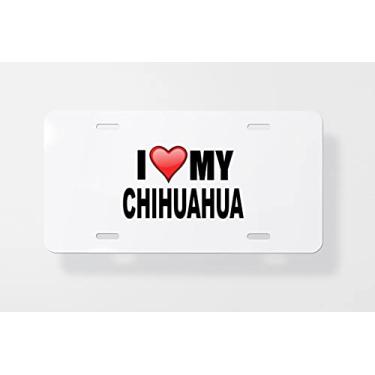 Imagem de Capa para placa de carro I Love My Chihuahua – Capa para placa de carro – Capa para placa de carro 15 x 30 cm