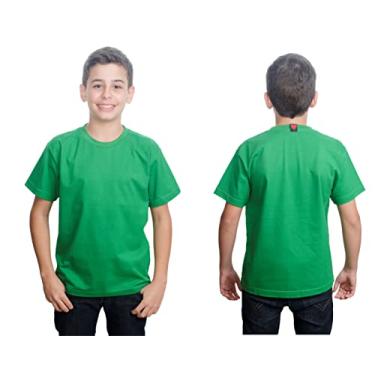 Imagem de Camiseta Infantil Verde Lisa Manga Curta Algodão Vários Tamanhos