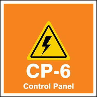 Imagem de Accuform TDK206XVM Adesivo Dura-Vinyl"CP-6 Painel de controle" Etiqueta de identificação em forma de fonte de energia, 6,35 cm L x 6,35 cm C, amarelo/preto/branco em laranja (pacote com 5)