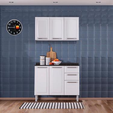 Imagem de Kit Balcão 3 Portas 2 Gavetas com Armário Aéreo 3 Portas Itatiaia Luce