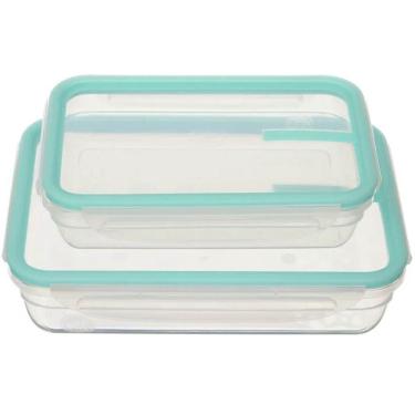 Imagem de Conjunto de 2 Potes Herméticos Freshy 820ml e 1,6l Potes Retangulares Coral Sanremo