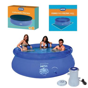 Imagem de Kit Piscina Inflável Splash Fun 2400 L + Capa + Forro + Filtro - Mor
