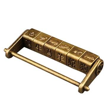 Imagem de Joias de cadeado com senha estilo vintage do zodíaco com personagens chineses