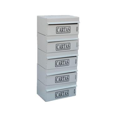 Imagem de Caixa Correio Condomínio Frontal Para Muro Cinza 5 Módulos