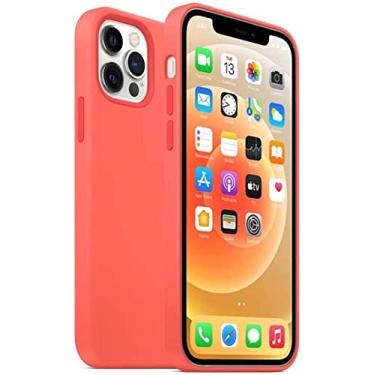 Imagem de HAODEE Capa para Apple iPhone 13 Pro (2021) 6,1 polegadas, silicone líquido totalmente embalado à prova de choque fácil de limpar capa traseira de telefone (cor: rosa vermelho)