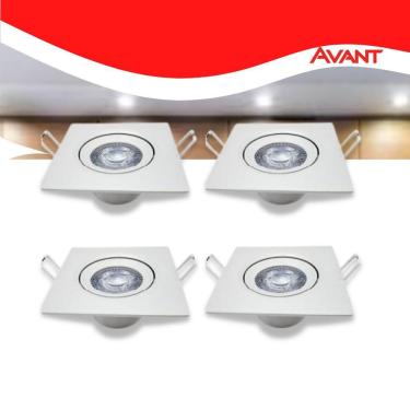 Imagem de Kit 4 Luminária Quad. Spot 7w 3000k Branco-quente Avant