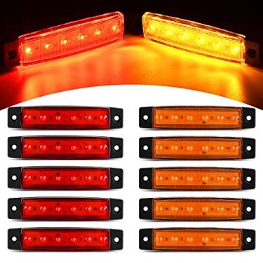 Imagem de Nilight - TL-13 10 PCS Vermelho Âmbar 9,7 cm 6 LED Âmbar Luz Indicadora Lateral Luz Indicadora Luz Marcadora Lateral Traseira para Caminhão, Reboque, RV, Cabine, Barco, Ônibus, Camião, Luz Marcadora