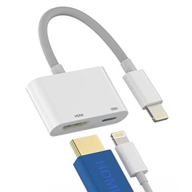 Imagem de Adaptador Lightning para HDMI para TV compatível com iPhone 12 13 Pro Max divisor digital AV fêmea porta conversor e cabo conector de carregamento projetor tela de sincronização iPad Mini carregador Apple Charge