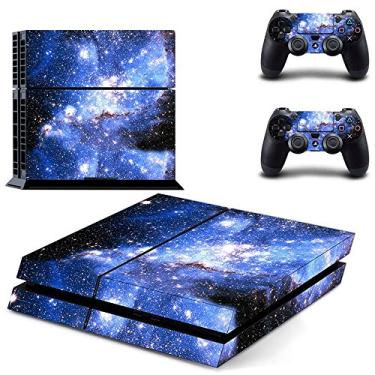 Imagem de Adesivo protetor de decalque de vinil para jogos galácticos UUShop Galaxy Blue para Sony PlayStation 4 PS4 Console e 2 controladores de choque duplo