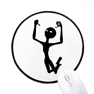 Imagem de Universo e alienígena pulando alienígena mousepad desktop escritório tapete redondo para computador