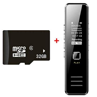 Imagem de Mintata2019 Mini gravador de voz digital HD redução de ruído longo tempo de gravação MP3 Dictaphone Audio Sound Recorder, Voice Recorder + 32GB TF Card, Medium