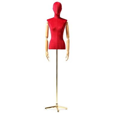 Imagem de Female Mannequin Torso Vestido forma feminina busto manequim torso, modelo feminino com testa e braço, Altezza regolabile/seta/treppiede (Color : Red-1)
