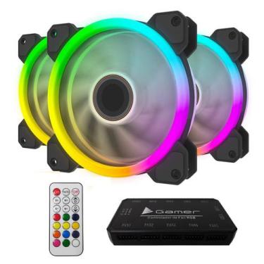 Imagem de Kit 3 Cooler Fan Rgb Dupla Face 120M Com Controladora - Xway