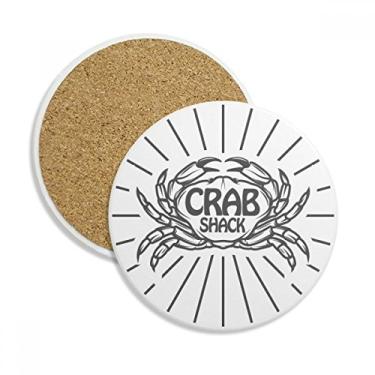 Imagem de Caneca de porta-copos radial com desenho de caranguejo de organismo marinho e pedra absorvente de proteção de mesa