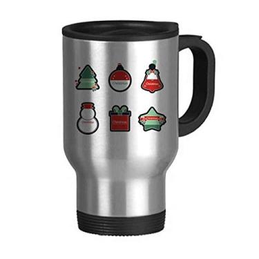 Imagem de Caneca de viagem de aço inoxidável com símbolo de Natal e ícone de desenho animado
