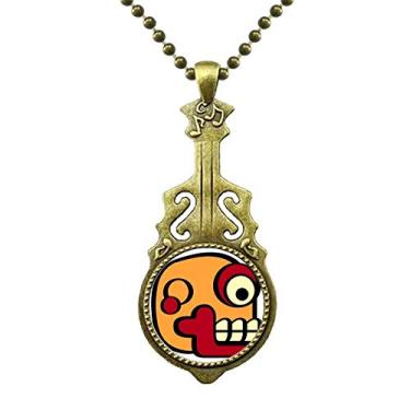 Imagem de DIYthinker Colar indiano de desenho de arte abstrata crânio colar antigo joia música pingente