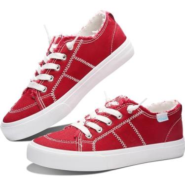 Imagem de Tênis feminino Play Fashion cor branca lavada e leopardo lona sem cadarço, Vermelho, 8