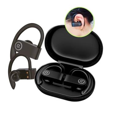 Imagem de Fone Sem Fio Esportivo Bluetooth Haste Anti Queda Exercícios ACADEMIA ESPORTES