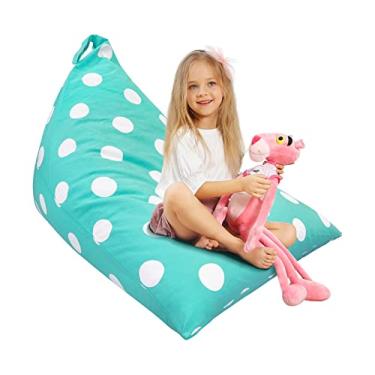 Imagem de Aubliss Capa para cadeira, saco de feijão de armazenamento de animais de pelúcia, 127 cm x 89 cm, sacos de feijão extra grandes para crianças e adultos, armazenamento de brinquedos para meninos e meninas – lona de algodão premium Aqua Dot