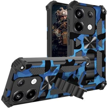 Imagem de CCSmall Capa para Xiaomi Redmi Note 13 4G camuflada com suporte, capa protetora à prova de choque de grau militar com suporte integrado para Xiaomi Redmi Note 13 4G camuflagem azul escuro