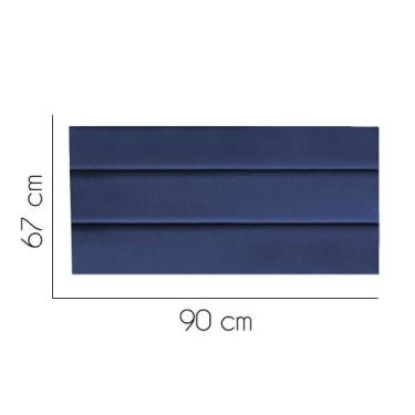Imagem de Painel Estofada Turim 90 cm Solteiro Quarto para Cama Box Suede Azul M