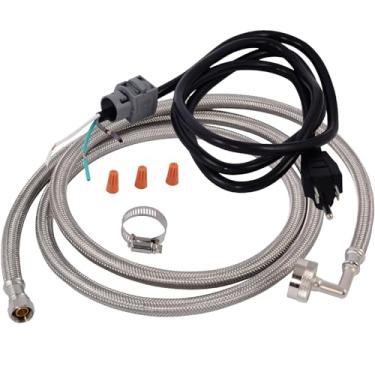 Imagem de Eastman Kit de instalação de máquina de lavar louça Quick-Connect, linha de suprimento de 1,8 m, compressão de 0,9 cm x 0,9 cm FHT, cabo de alimentação reto de 3 pinos, conectores trançados de aço