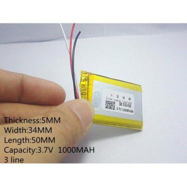 Imagem de Bateria 523450 1000mah 5mmx34mmx50mm 3 Fios 3,7v - KMIG