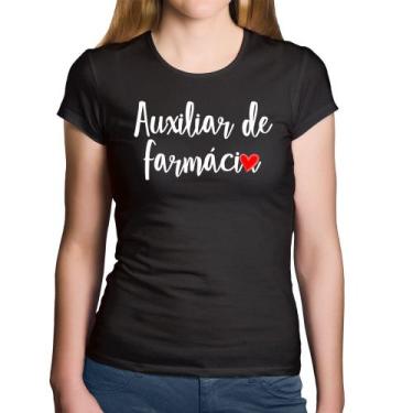 Imagem de Baby Look Algodão Auxiliar de Farmácia por Amor - Foca na Moda, Preto,