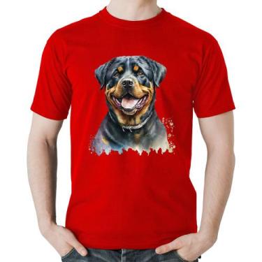 Imagem de Camiseta Algodão Cachorro Rottweiler - Foca na Moda, Vermelho, P