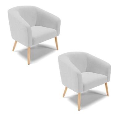 Imagem de Cadeira Sala De Jantar Pé Palito Natural Kit 2 Stella Linho D03 - D'ro