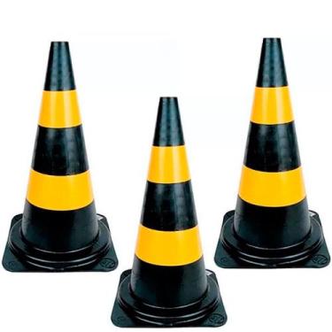 Imagem de Kit 3 Cones para sinalização 75 cm 2 faixas - RM-44 - MultiMarcas
