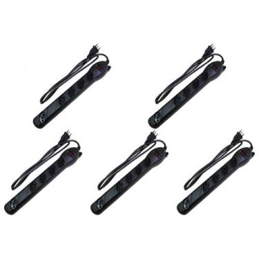 Imagem de Kit C/5 - Filtro Linha Qualitronix 5 Tomada  Bivolt Preto, Bivolt