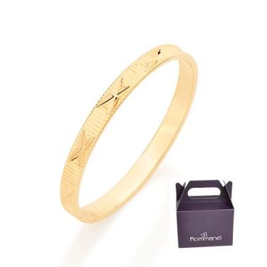 Imagem de Aliança Rommanel Fina Banhada Ouro Diamantada Em X 510027, 12, Dourado