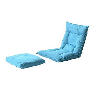 Imagem de ZABEES Banco de descanso para os pés, espreguiçadeira dobrável, varanda, lazer, ajustável, sofá preguiçoso, banco de tatami, removível e lavável, espreguiçadeira, para sala de estar, assento