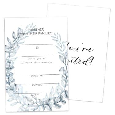 Imagem de Convites de casamento floral, 25 convites de preenchimento para recém-casados Sr. e Sra. com envelopes, decorações de lembrancinhas de festa de casamento e casamento -N28