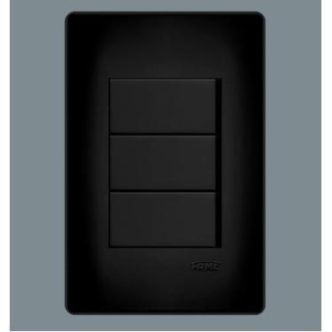 Imagem de Interruptor Triplo Simples 16A Fame Placa 4X2 Habitat Black