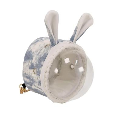 Imagem de Fenteer Mochila portador de porco de cobaia Janela de pequeno portador de animais de pequeno animal transparente Saco de transportador de viagem de hamster de, Azul