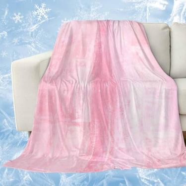 Imagem de Cobertores refrescantes de arte abstrata para pessoas que dormem quente, cobertor frio gradiente rosa leve, cobertor de gelo ombré rosa leve 101,6 cm x 152,4 cm, cobertores frios de verão para suores