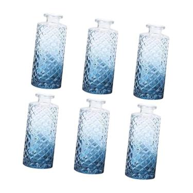 Imagem de IEUDNS 6x Vasos de vidro para plantas decorativas, recipientes leves para arranjos de flores, mini vasos de flores para cozinha e ambientes internos, Azul Gradiente