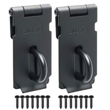 Imagem de Alise Trava de ferrolho, cadeado de dobradiça de porta, fecho preto com dobradiças para portas, travas de peito de aço inoxidável SUS 304 de 7 cm (MS9B-3C-2P, pacote com 2)