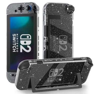 Imagem de FANPL Capa para Nintendo Switch 2 (2025), capa protetora transparente para Switch 2 e controle Joy Con - forte e durável, não é fácil de cair (glitter)