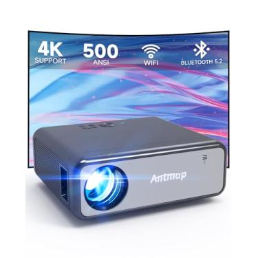 Imagem de Projetor externo com WiFi e Bluetooth, projetor nativo 500 ANSI 1080p para iPhone, projetor de filmes para uso externo, projetor doméstico 4K, suporte para quarto/smartphone/tablet/laptop/TV Stick