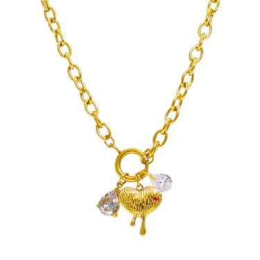 Imagem de iSPECIAL Colar de coração retrô grosso para mulheres, camada antiga, praia, oceano, lua, estrelas, boho, charme, colares, retrô, joia, Adjustable, Zinco, Sem Pedra Preciosa