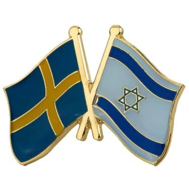Imagem de Suécia Bandeira nacional israelense sueca israelense bandeiras cruzadas amizade amor aliança aliados 2,5 cm broche esmaltado, 1 Inch, Esmalte, Esmalte