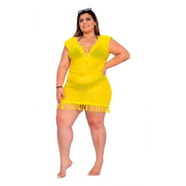 Imagem de Saída De Praia Vestido Com Ilhós Franja Plus Size - PLUS MESMO E DAÍ, 