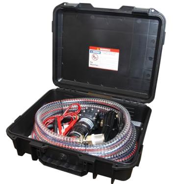 Imagem de Kit de bomba de transferência de combustível de 12 V 75 W, movimenta até 110 galões de gás ou diesel por hora, com tubo de combustível de alta elasticidade e 2 cabos de alimentação, ótimo para